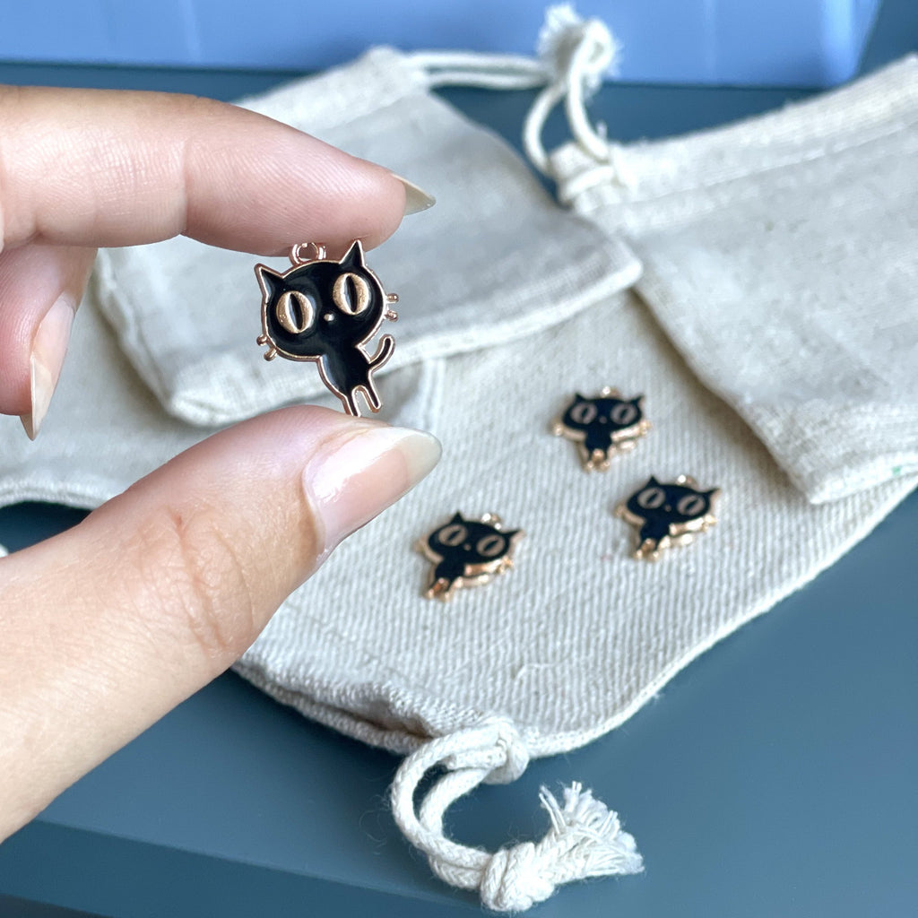 Katte-markør (sort - metal)