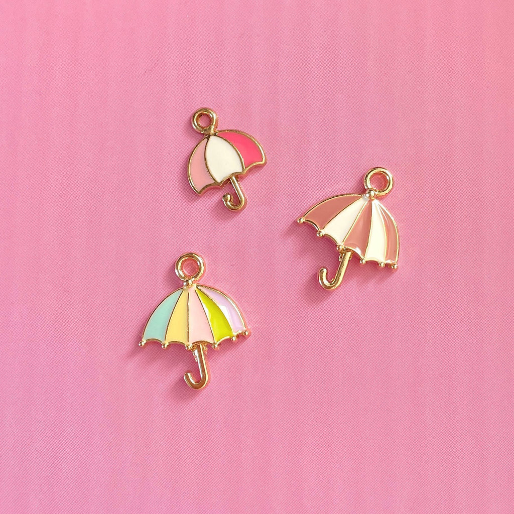 Paraply-markør (hvid/rosa - metal)