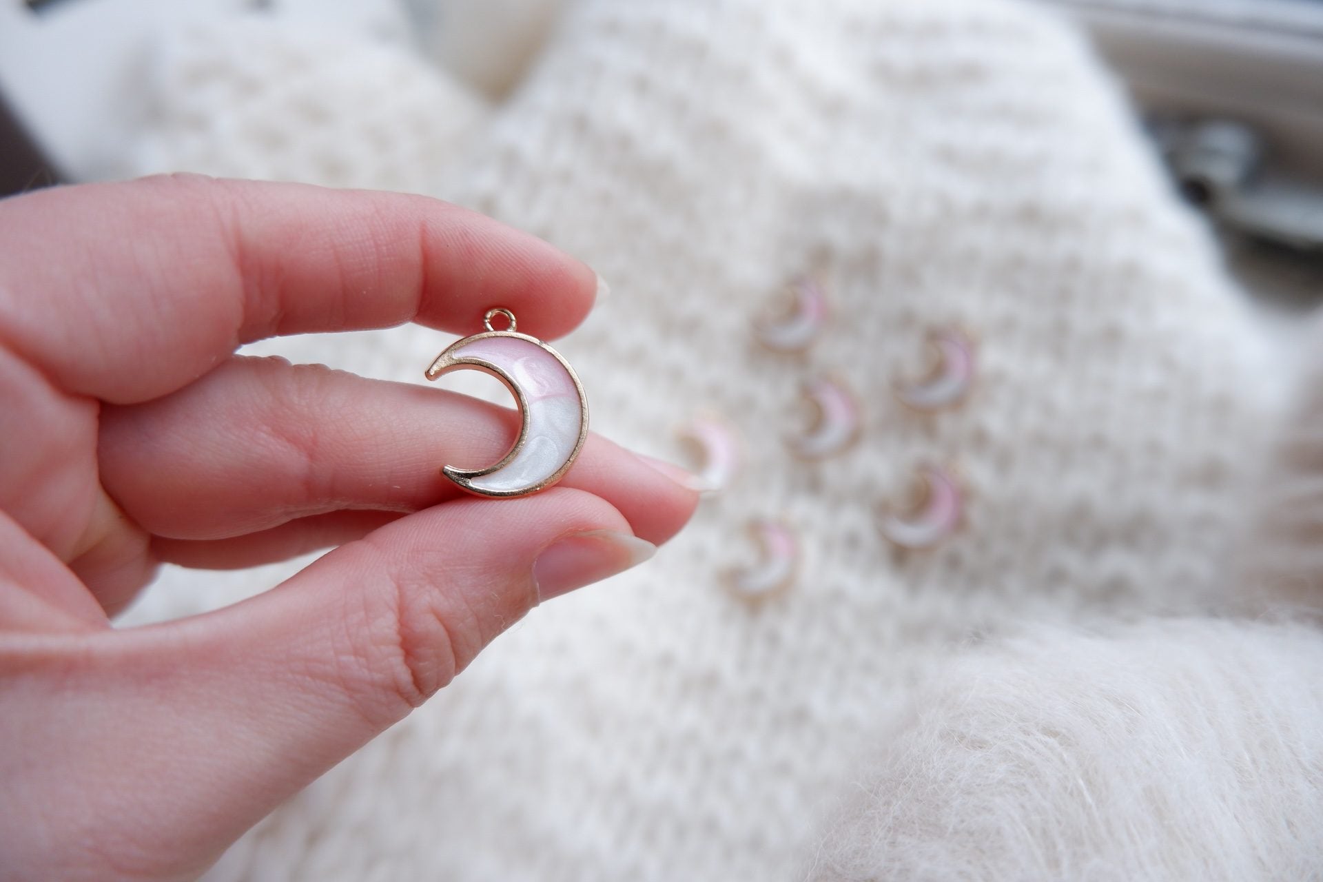 Måne-markør (lyserød - metal)