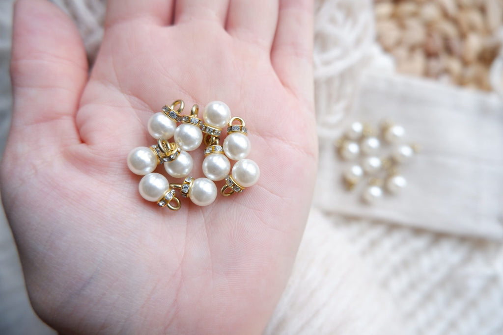 Perle-markør (hvid/guld)