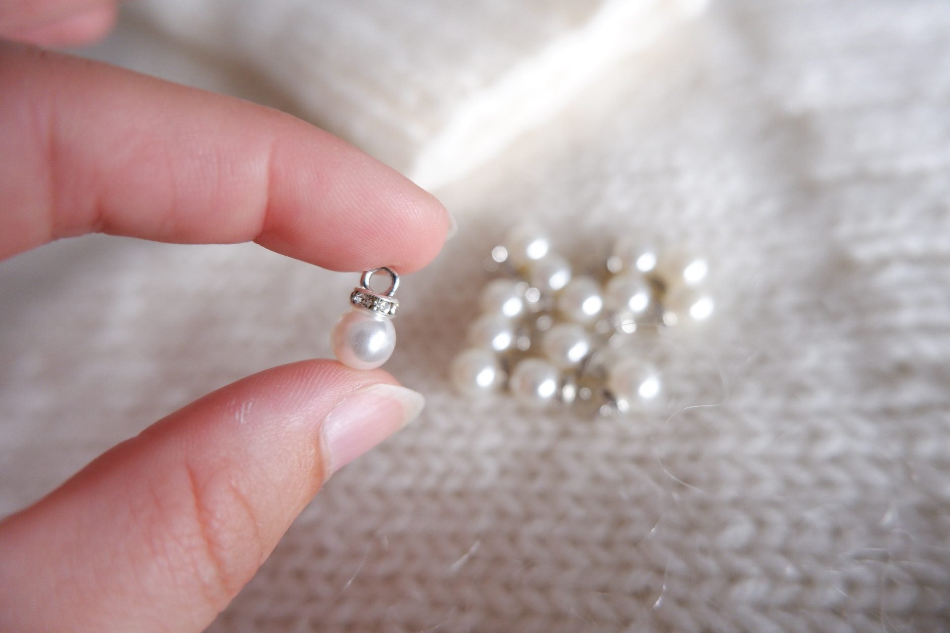 Perle-markør (hvid/sølv)