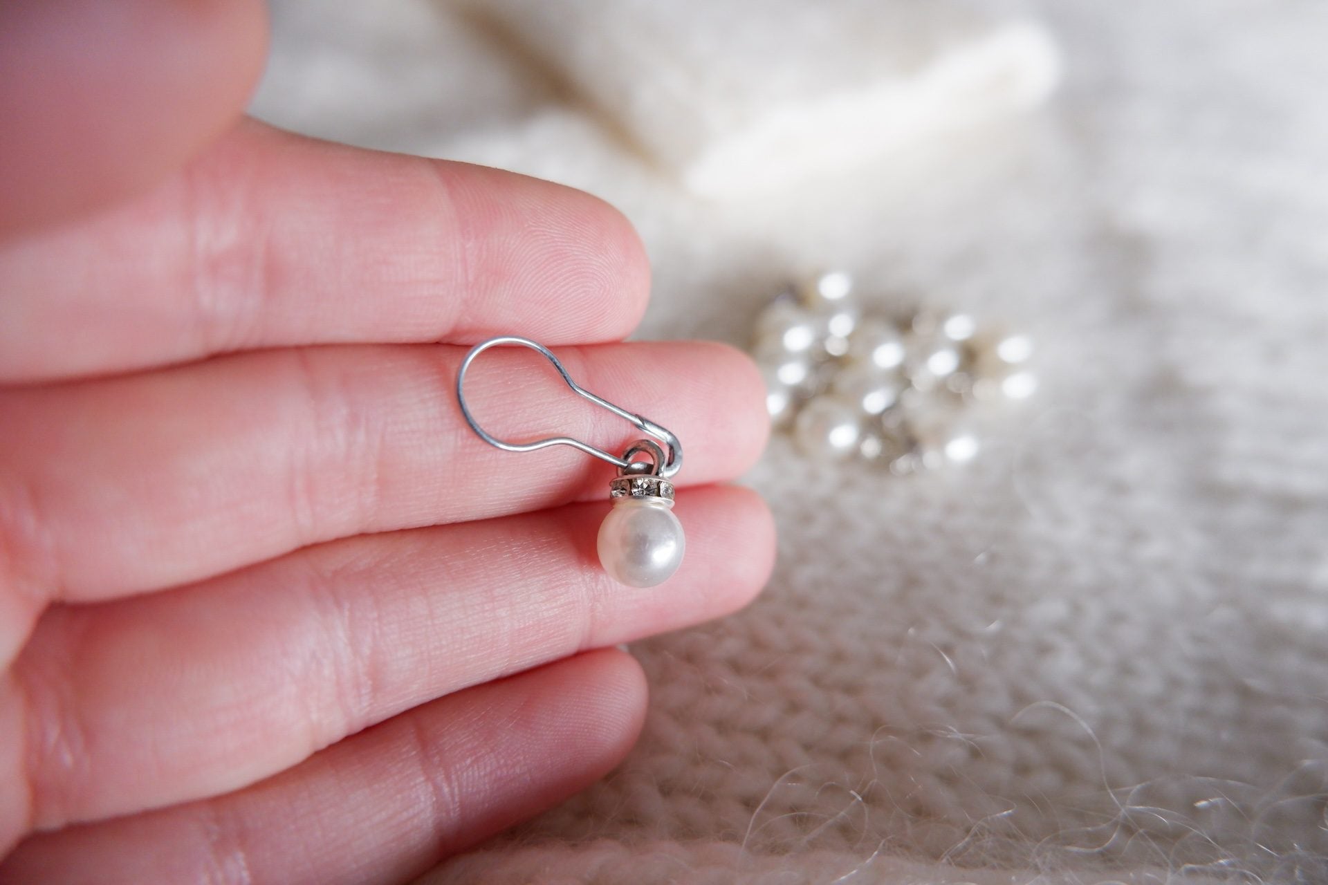 Perle-markør (hvid/sølv)