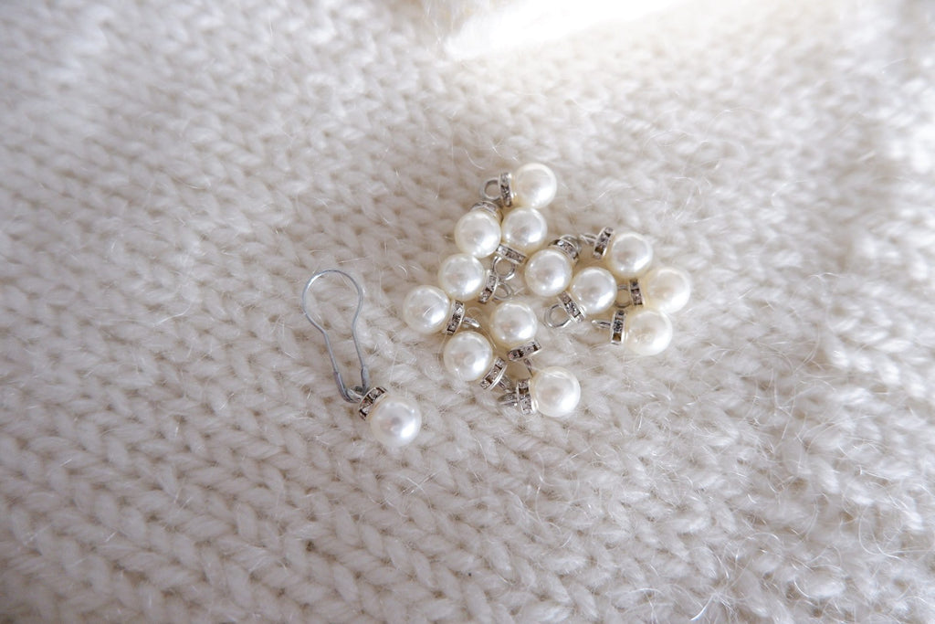 Perle-markør (hvid/sølv)