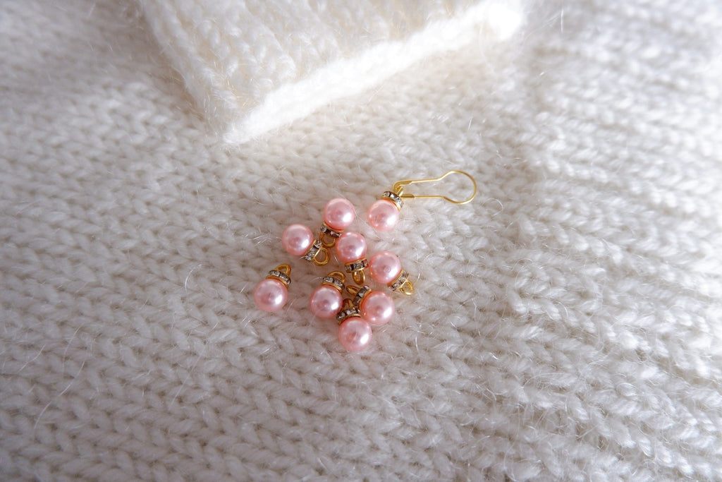 Perle-markør (lyserød/guld)