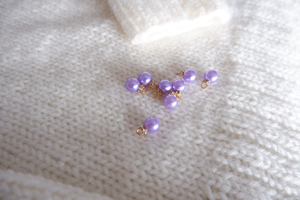 Perle-markør (stor - lilla/guld)