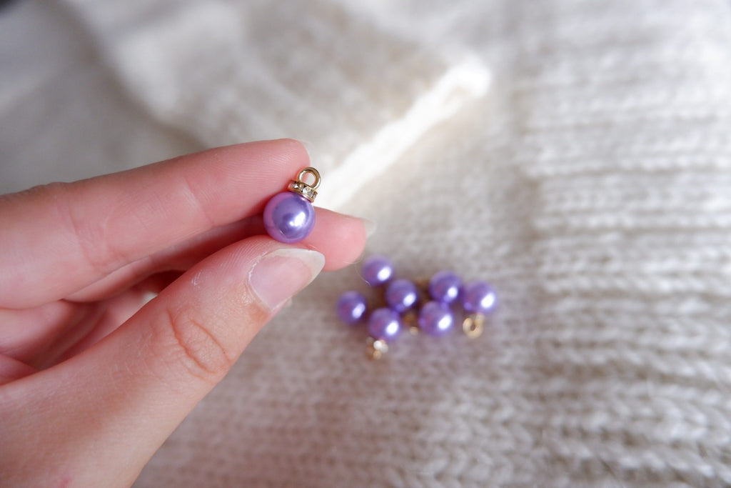 Perle-markør (stor - lilla/guld)