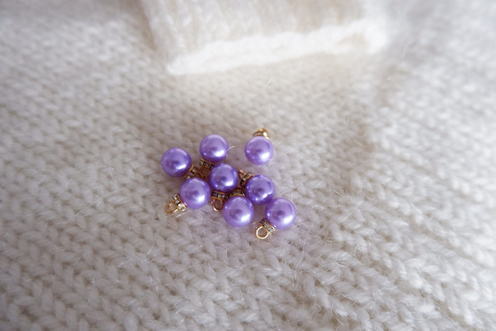 Perle-markør (stor - lilla/guld)