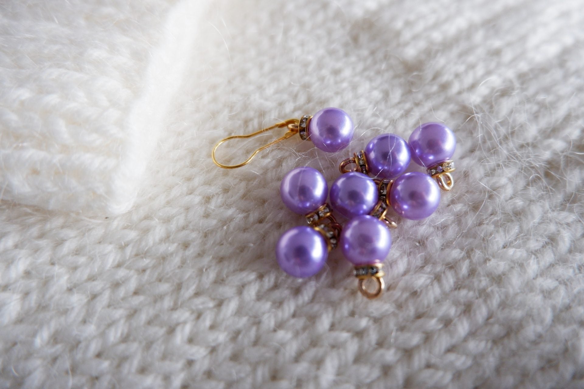 Perle-markør (stor - lilla/guld)