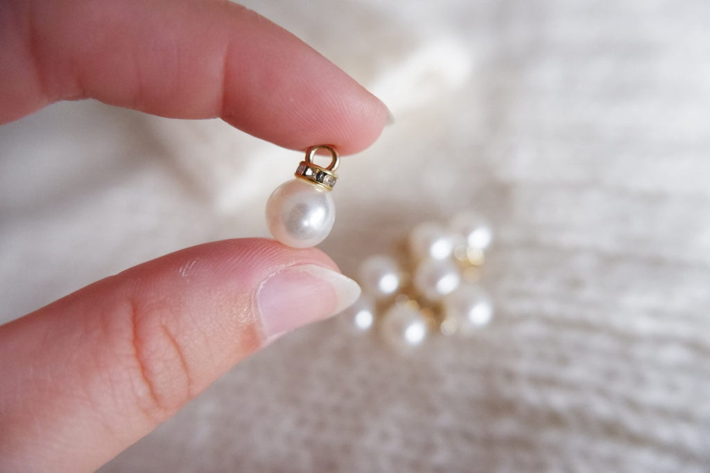 Perle-markør (stor - hvid/guld)