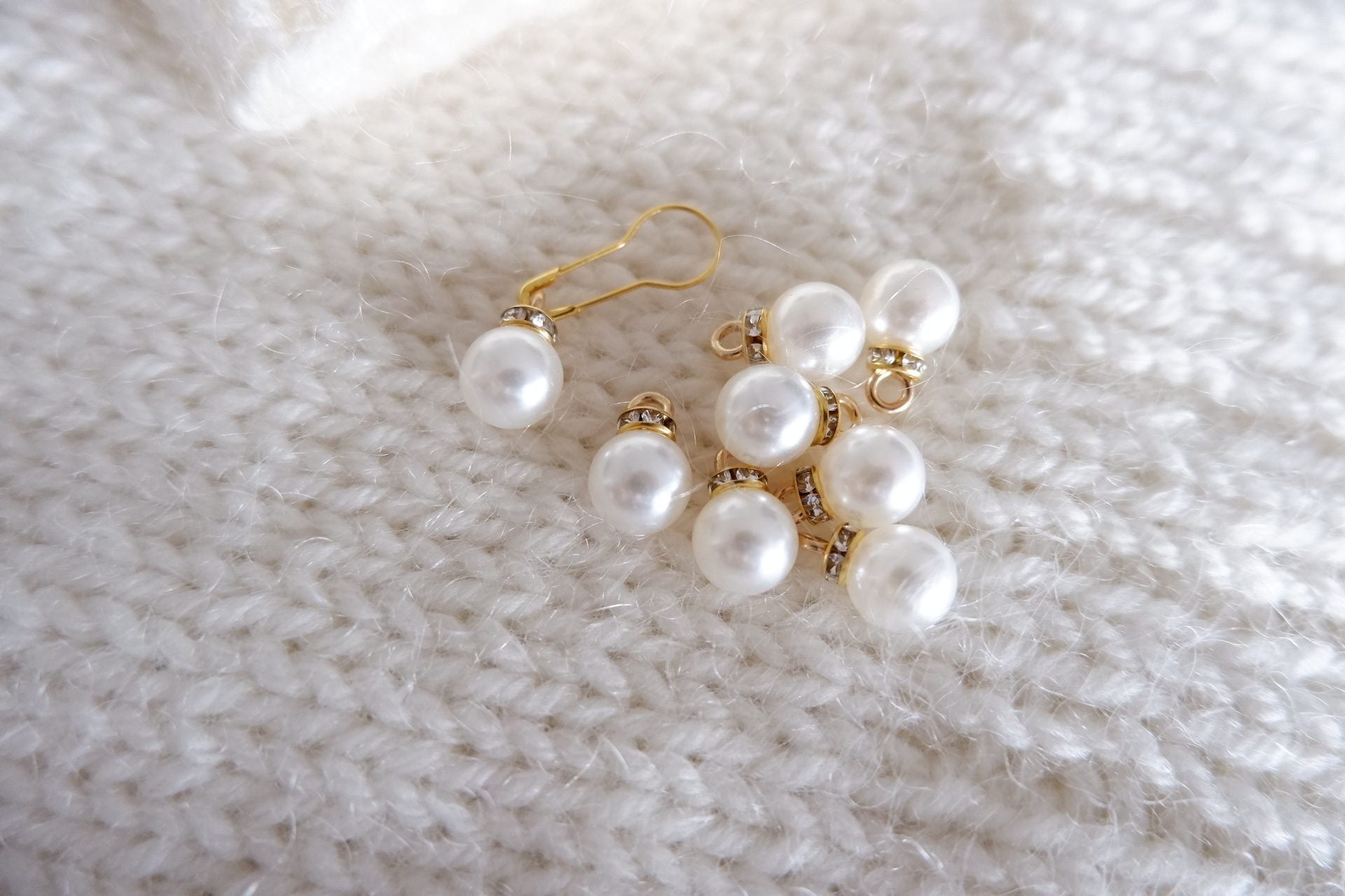 Perle-markør (stor - hvid/guld)