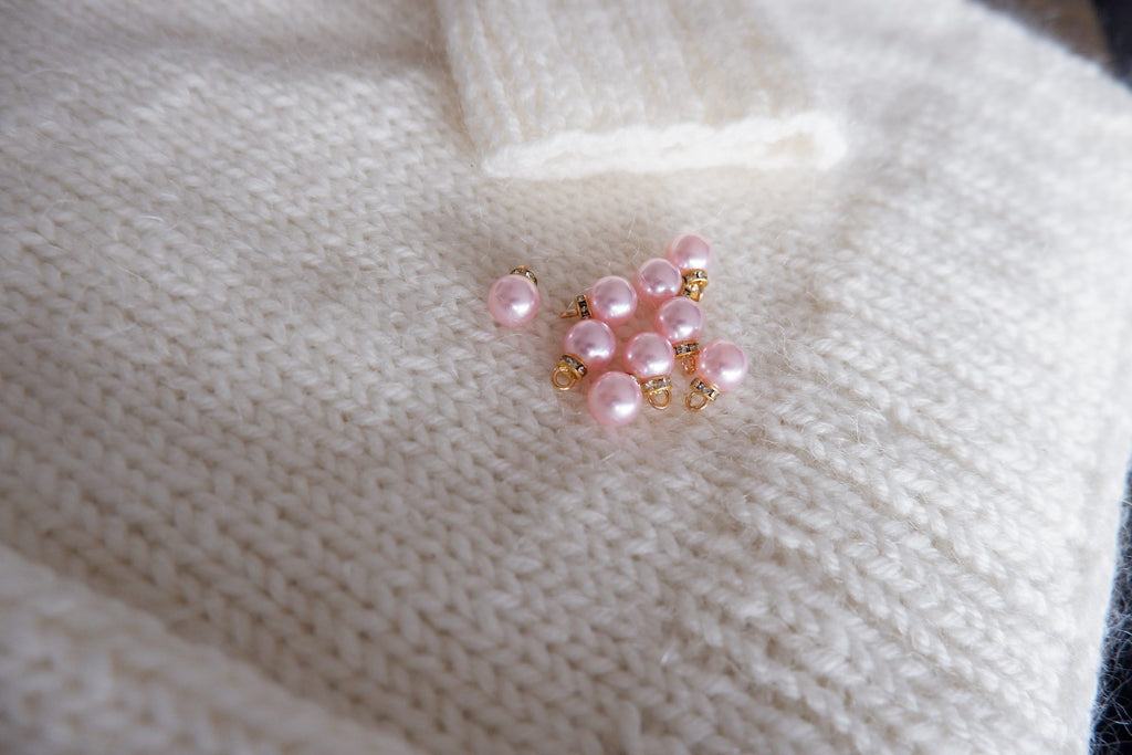 Perle-markør (stor - lyserød/guld)