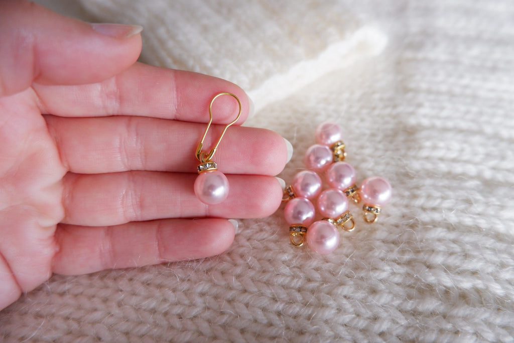 Perle-markør (stor - lyserød/guld)