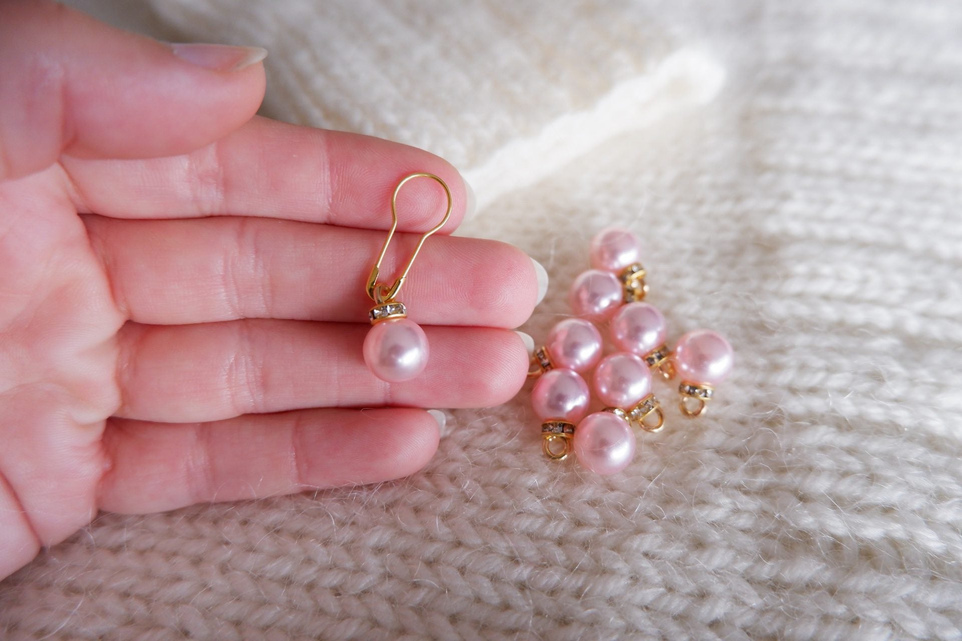 Perle-markør (stor - lyserød/guld)