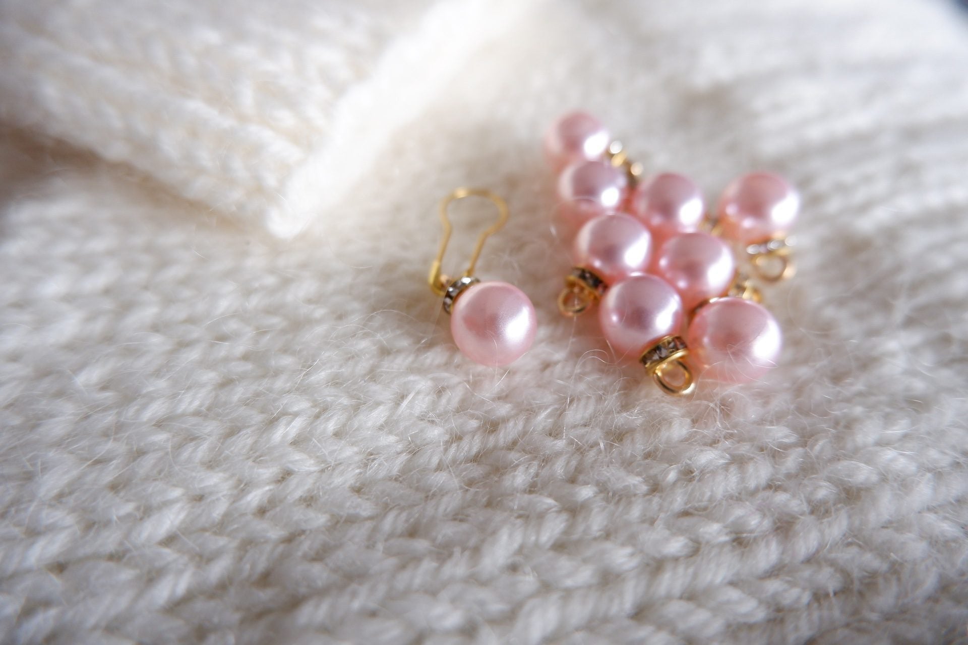 Perle-markør (stor - lyserød/guld)