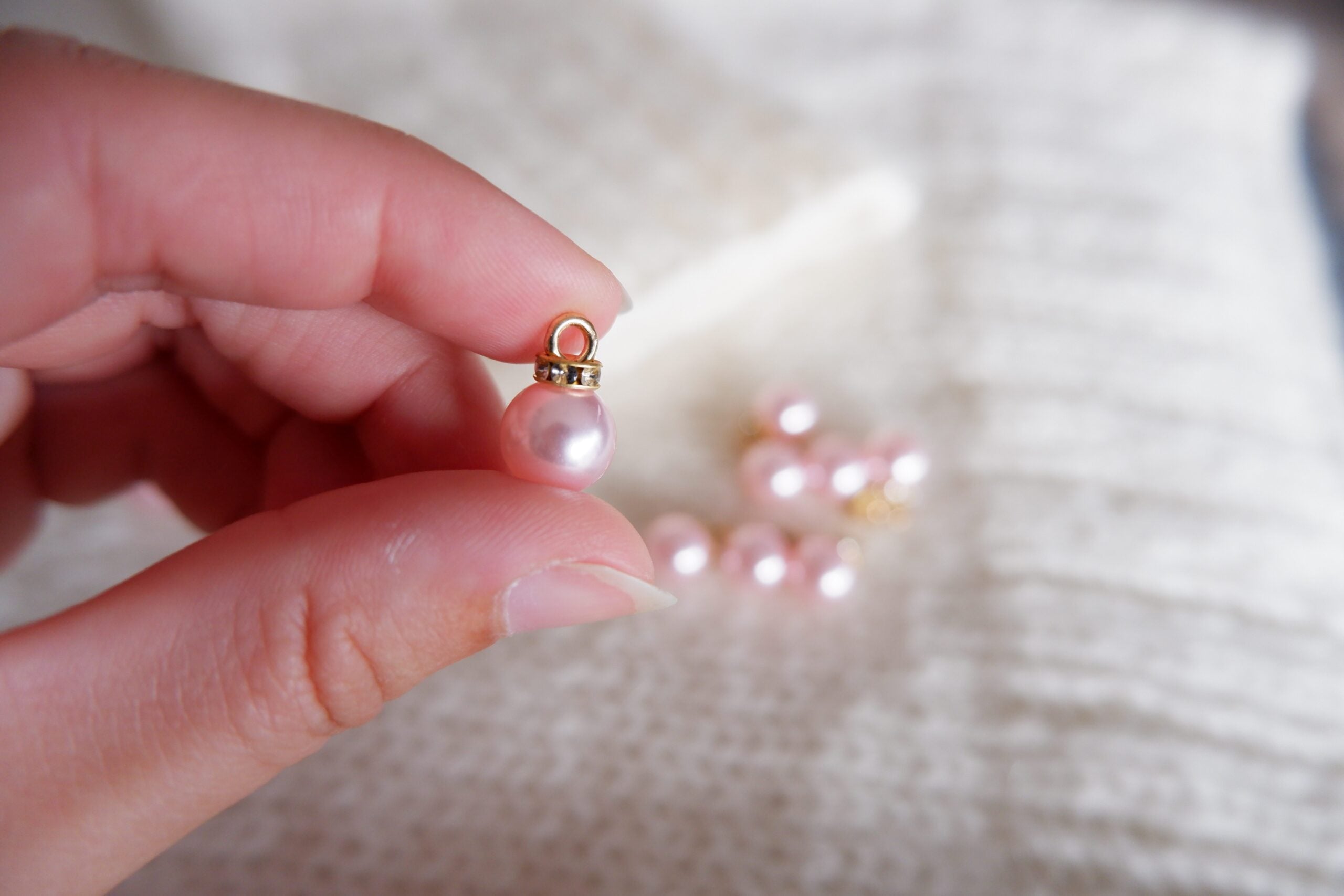 Perle-markør (stor - lyserød/guld)