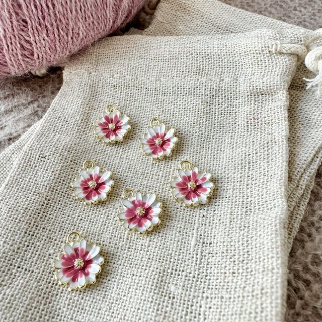 Blomster-markør (pink/hvid - metal)