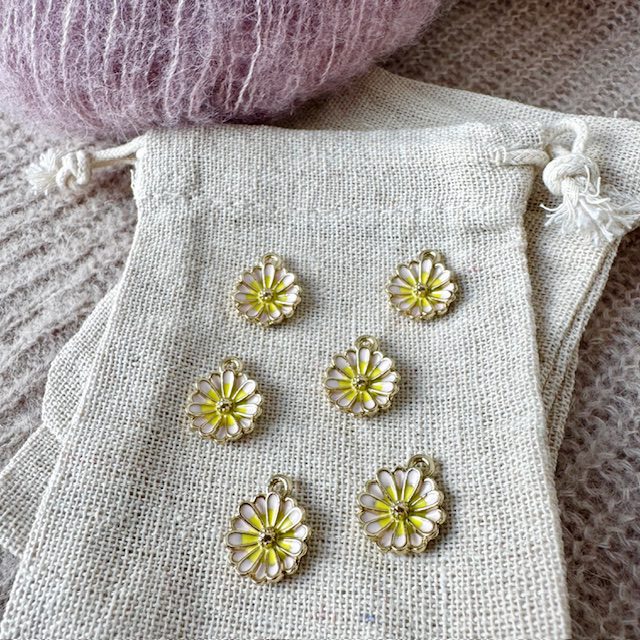 Blomster-markør (beige/gul - metal)