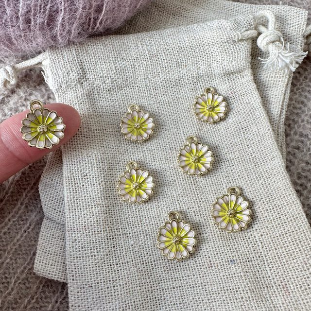 Blomster-markør (beige/gul - metal)