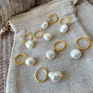 Ferskvandsperle-markør (hvid-guld)