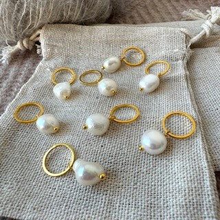 Ferskvandsperle-markør (hvid-guld)