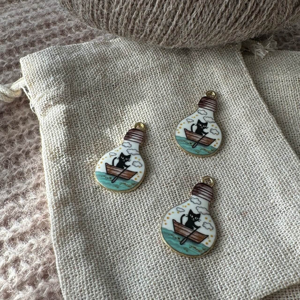 Kat-i-elpære-markør, hvid (metal)