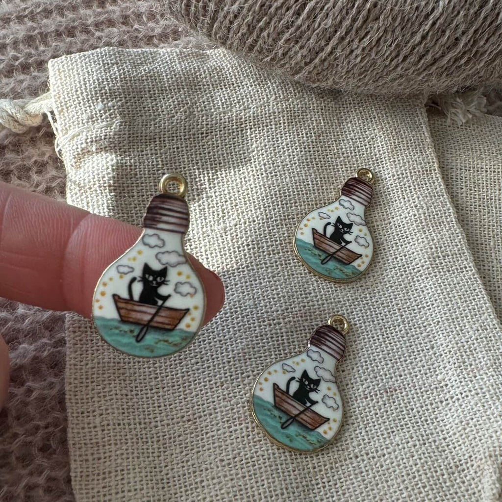 Kat-i-elpære-markør, hvid (metal)