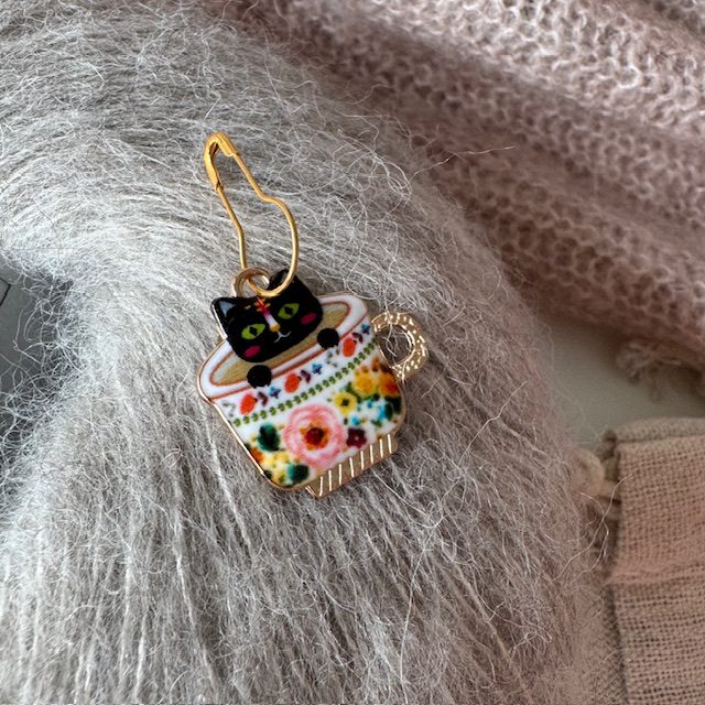 Kat-i-kop-markør, blomster (metal)