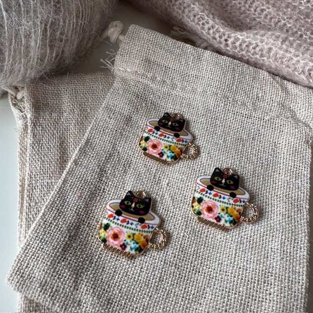 Kat-i-kop-markør, blomster (metal)