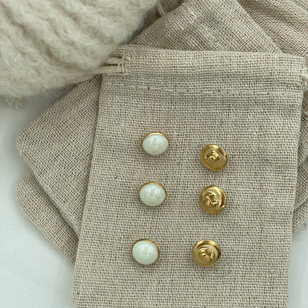 Perleknap, hvid-guld