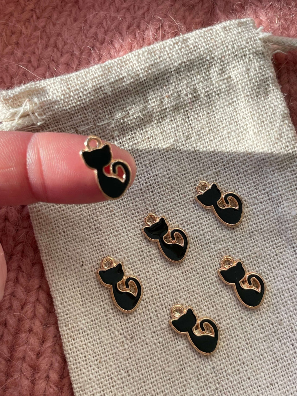 Katte-markør (siddende, sort - metal)