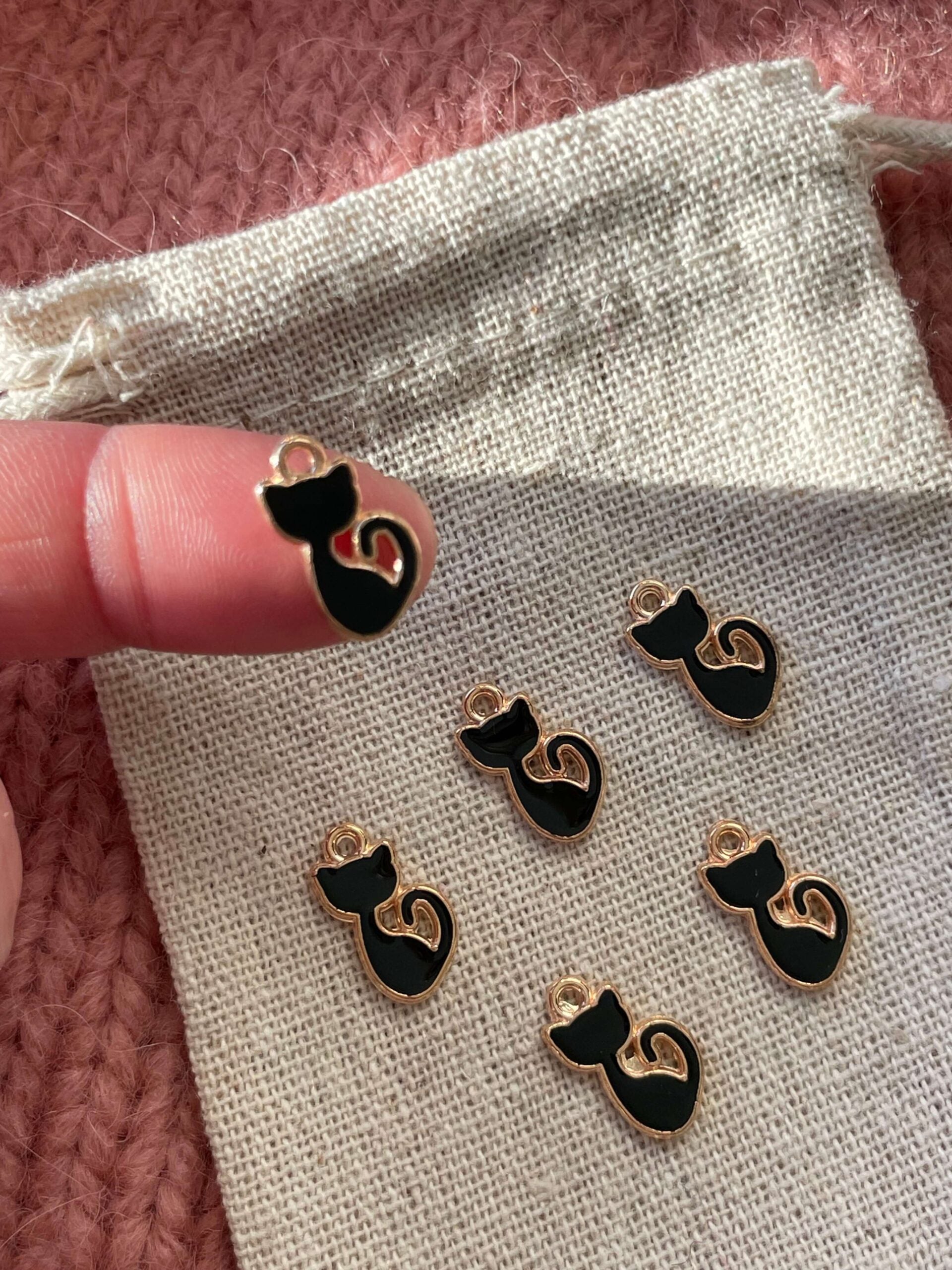 Katte-markør (siddende, sort - metal)