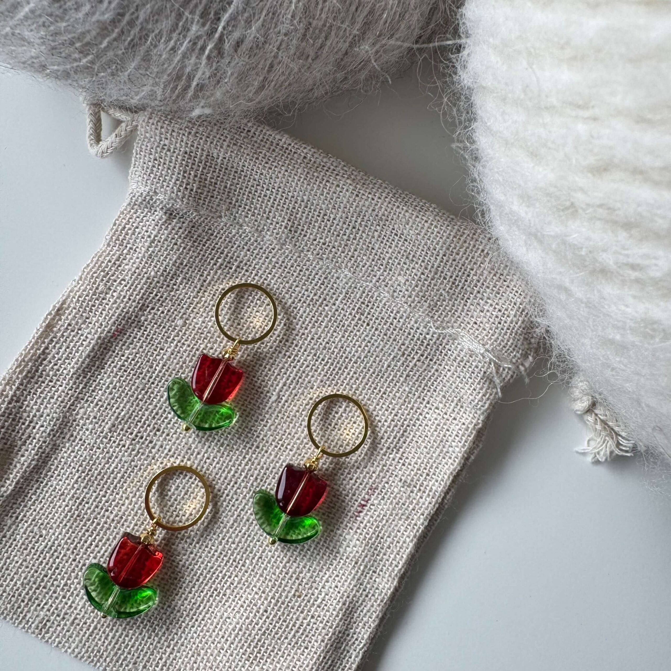 Tulipan-markør, rød (glas)