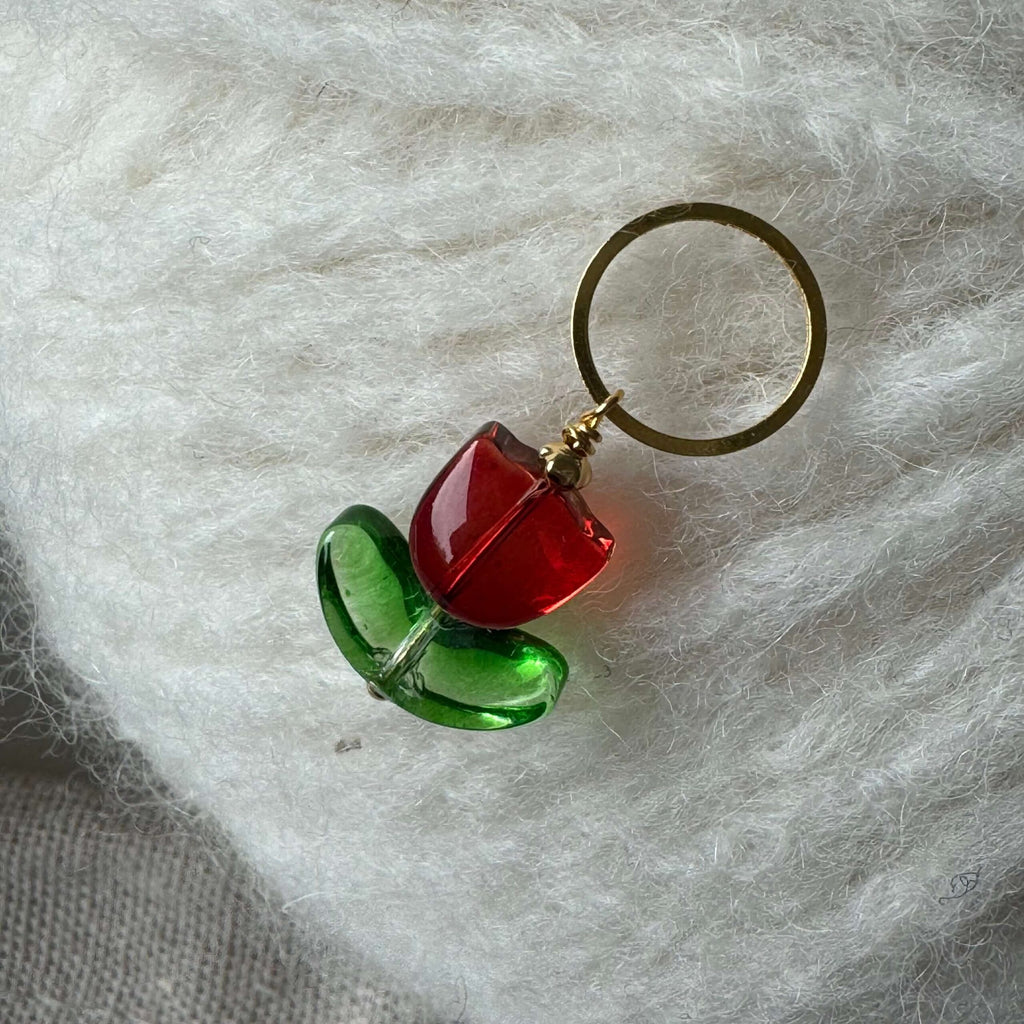 Tulipan-markør, rød (glas)