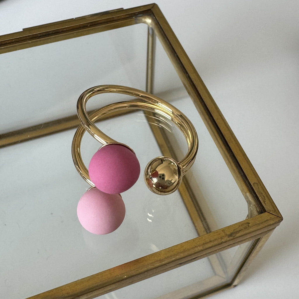 Strikkering - Kuglering, Rosa (forgyldt)