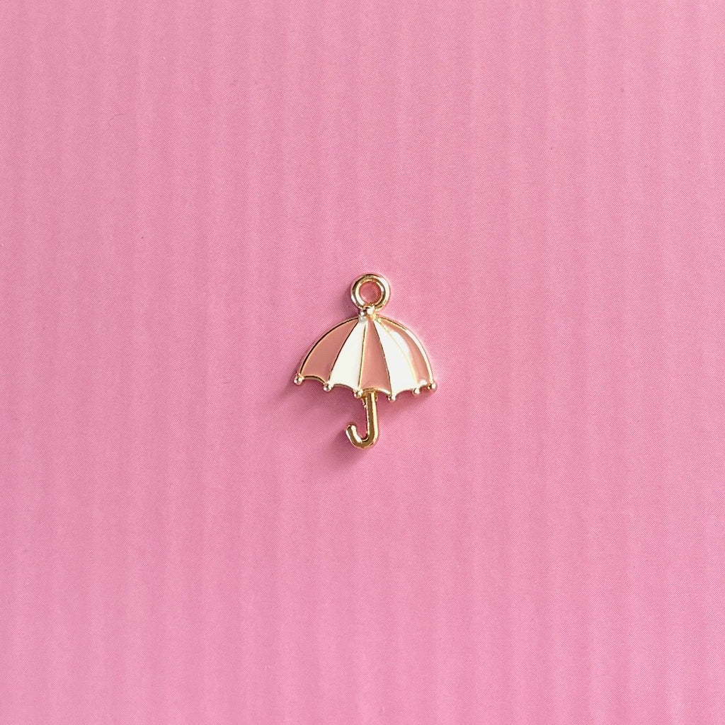 Paraply-markør (hvid/rosa - metal)