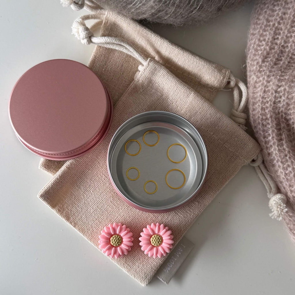 Opbevaringsdåse med indhold, Rosaguld