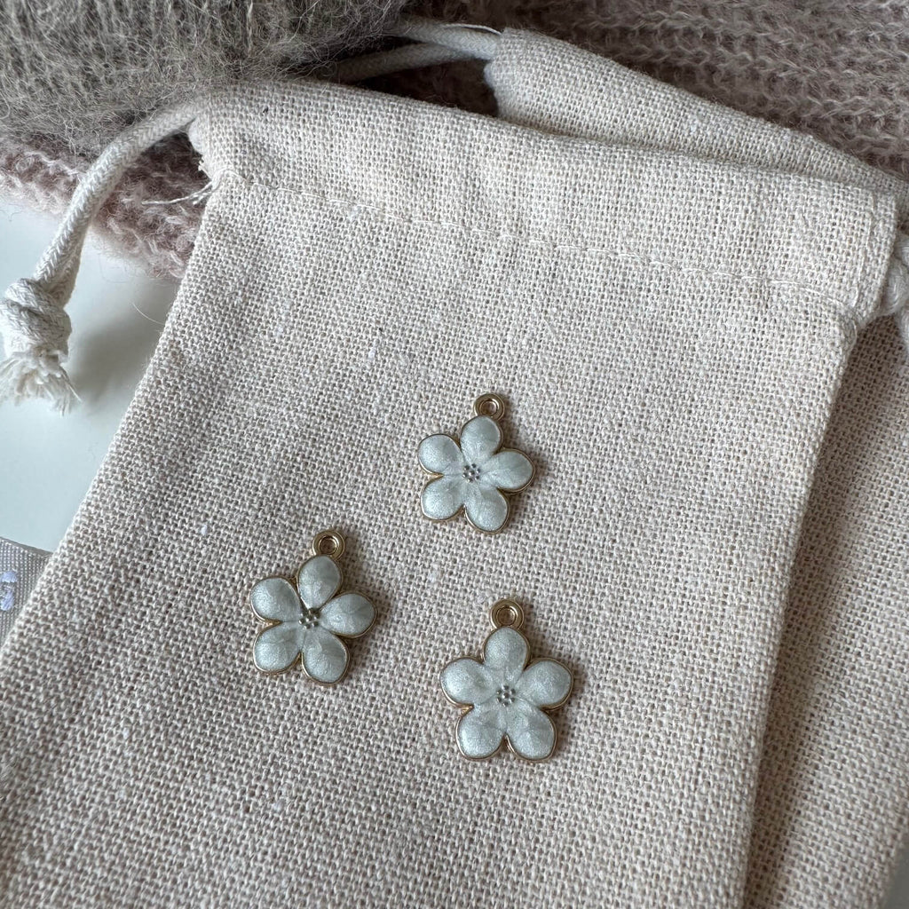 Blomster-markør (hvid - metal)