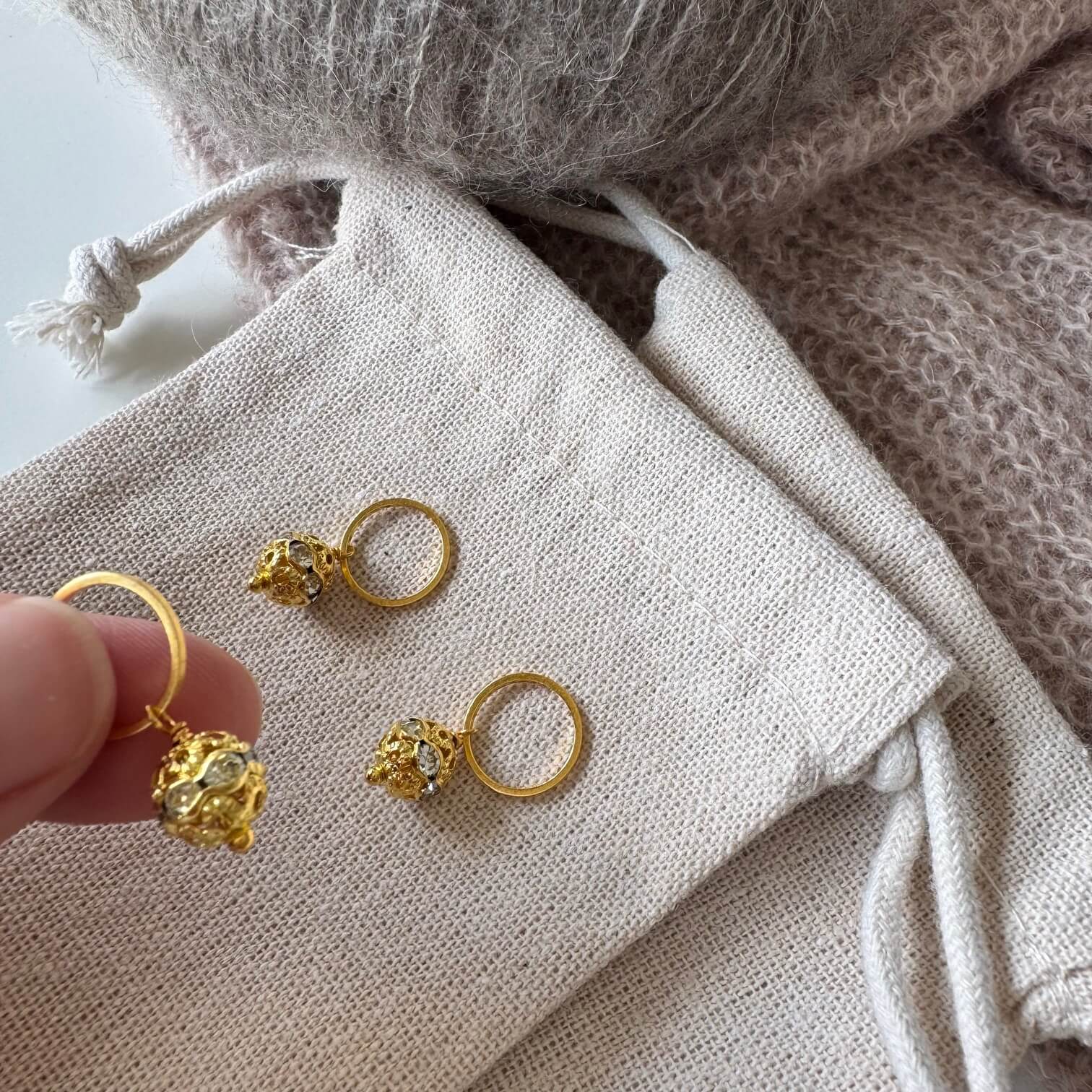 Rhinestone-perlemarkør (guld-klar)