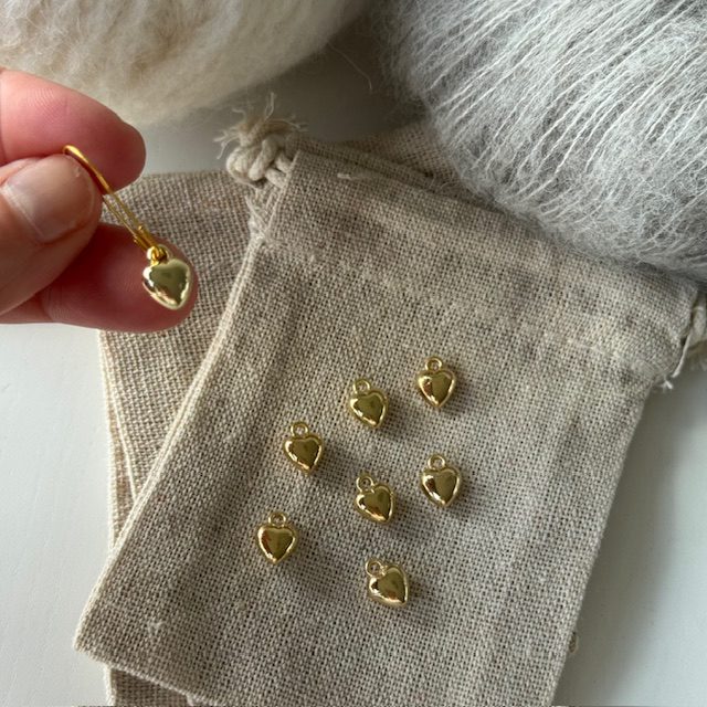 Mini-hjerte-markør (guld-metal)